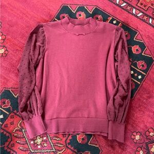 CeCe Burgundy Sweater with Polka Dot Sleeves